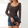 Women's Fashion Solid-Colour Casual Loose-Fit Lace Top: Flattering, Slimming And Figure-Hugging