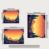 2D Starry Meteor Mountain Backdrop 2D Sunset Pine Forest Photo Background for Photography Decor
