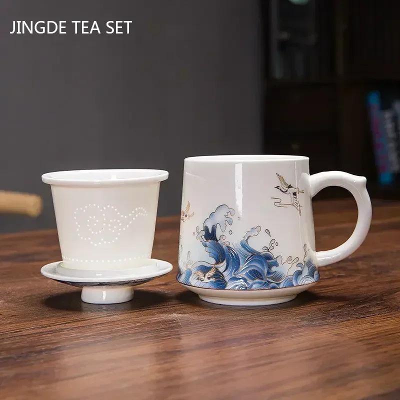 430ml Palace Ceramic Master Cup with Lid Enamel Color Tea Cup with Inner Filter Large-capacity Teacup Chinese Tea Set Supplies