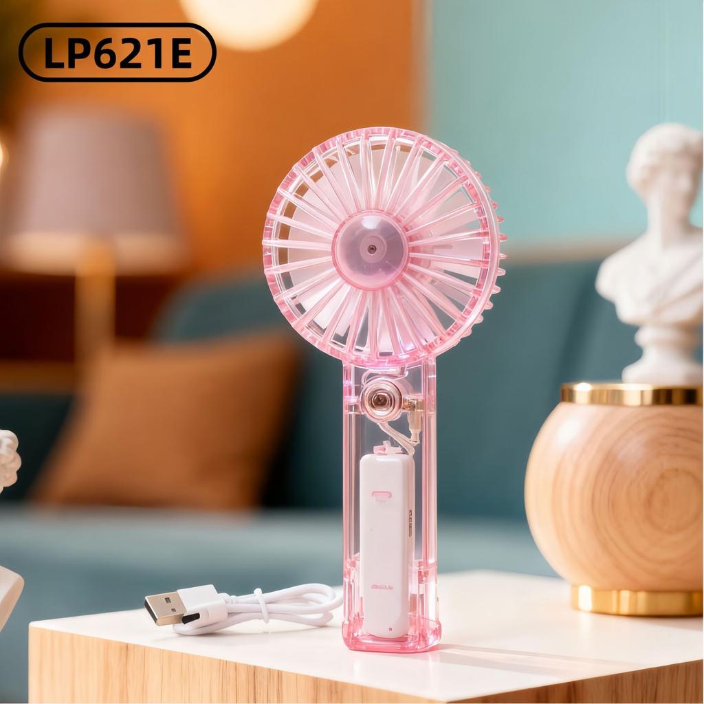 New Transparent Desktop Handheld Fan - Pull-out Climbing Hook Mini USB Charging Mini Electric Fan