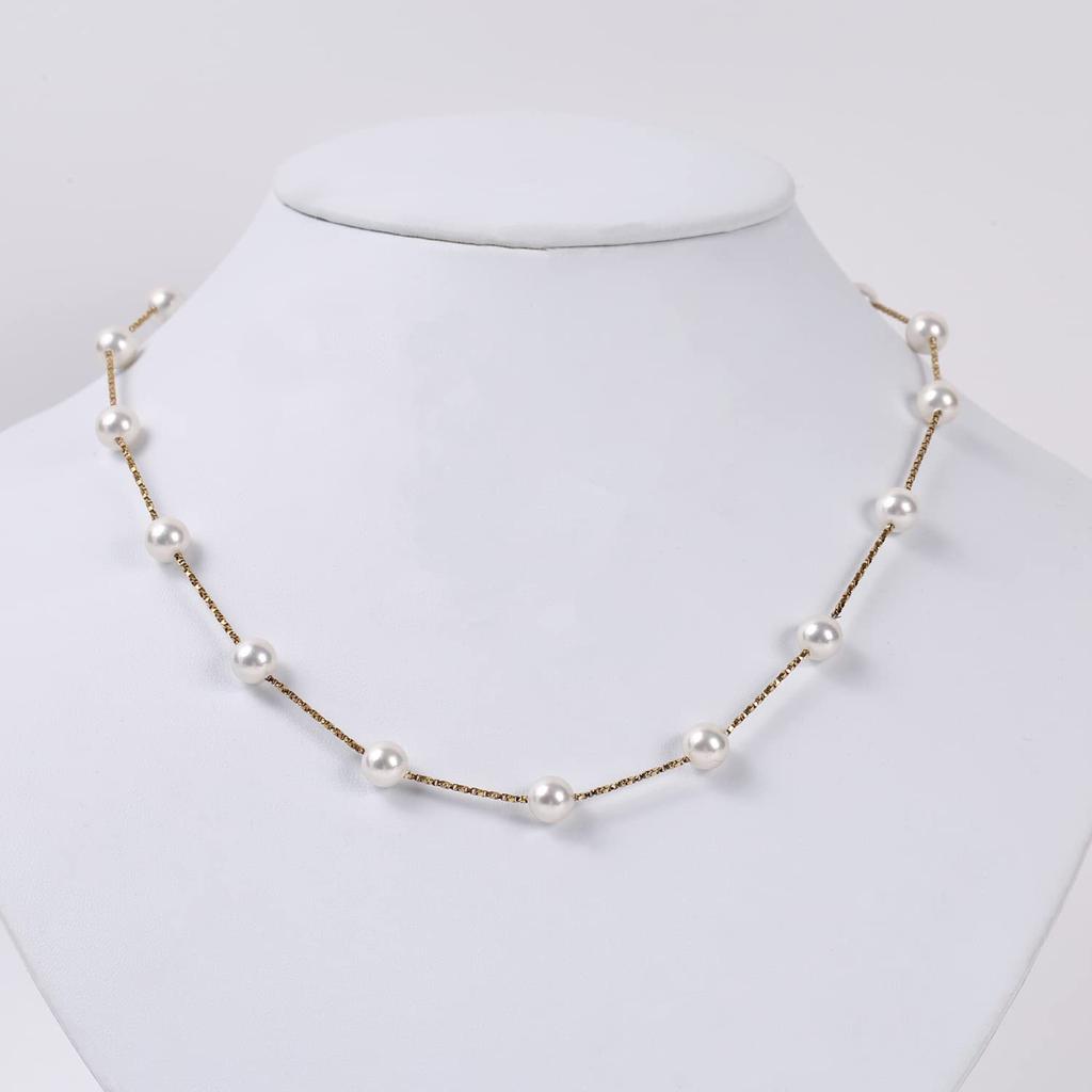 Von Yumi Perlenkette Yumi Sienne 7mm Kurz Station Beliebte Zeremonien Stilvoll Made in Japan [MIONO] [Produziert Katsura] Damen (Gold)