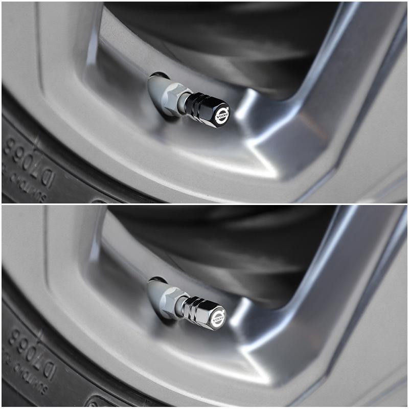 4Pcs Metal Car Wheel Tire Valve Caps Dustproof Cover For Volvo XC90 XC40 XC60 V60 V70 V90 V40 EC40 EX40 S80 S60 S90 XC70 C30 C70
