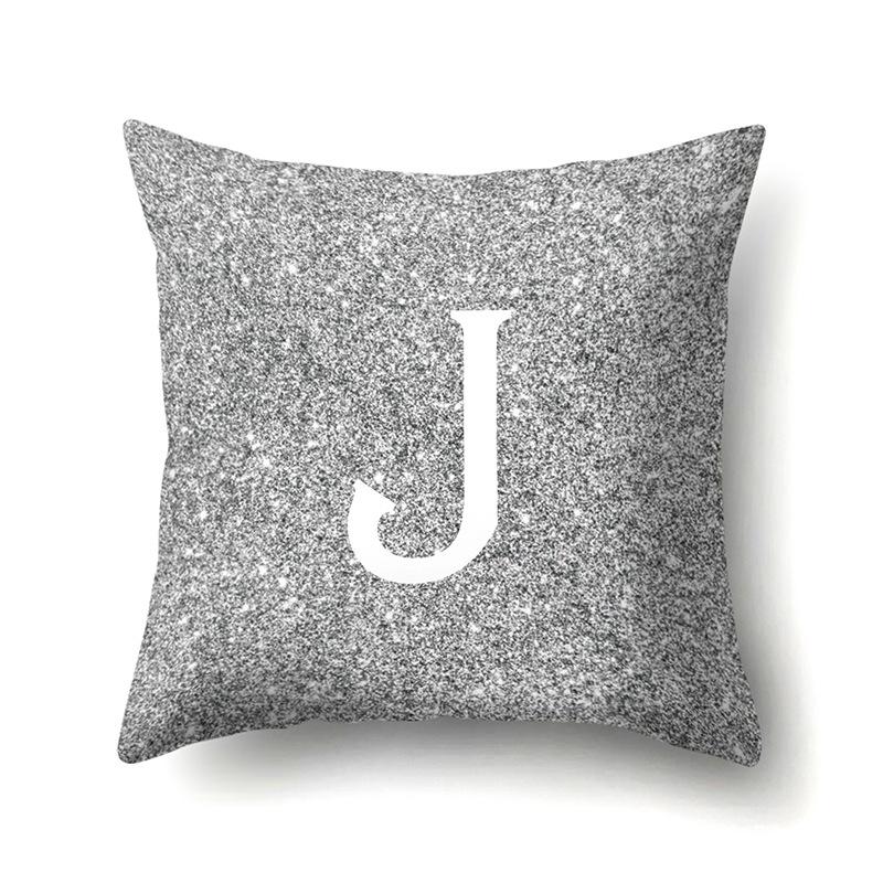Polyester Pillowcase Home Decoration Gray Bottom Pillowcase 26 English Letter Cushion Cover