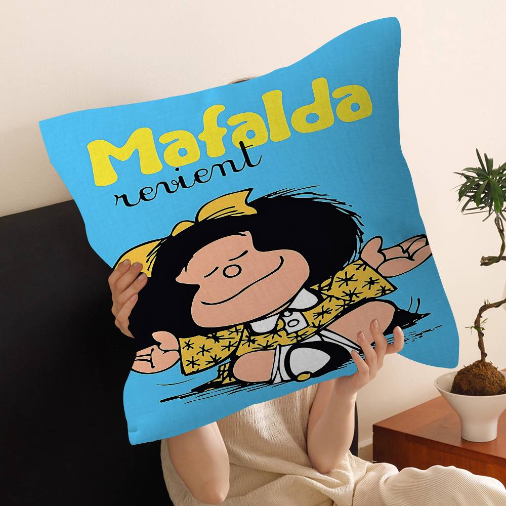 Cute Cartoon Mafalda Personalized Pillow Cover Kids Bedroom Wild Party Decor Pillowcase Kid Birthday Shower Gift
