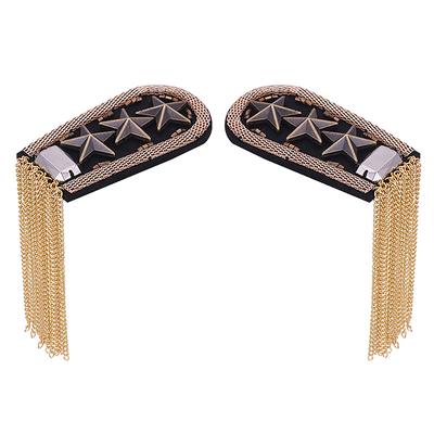 1 peça vintage cinco estrelas borla corrente ombro placa emblemas contas tecido metal dragona dragona militar pino em broche medalha