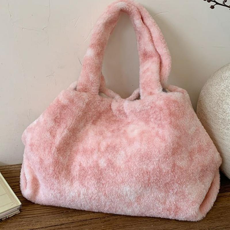 Fashi Ombre Fur Leisure Shoulder Bag Large Capacity Commuter Tote Bag New Lazy Style Texture Simple and Versatile Storage Bags