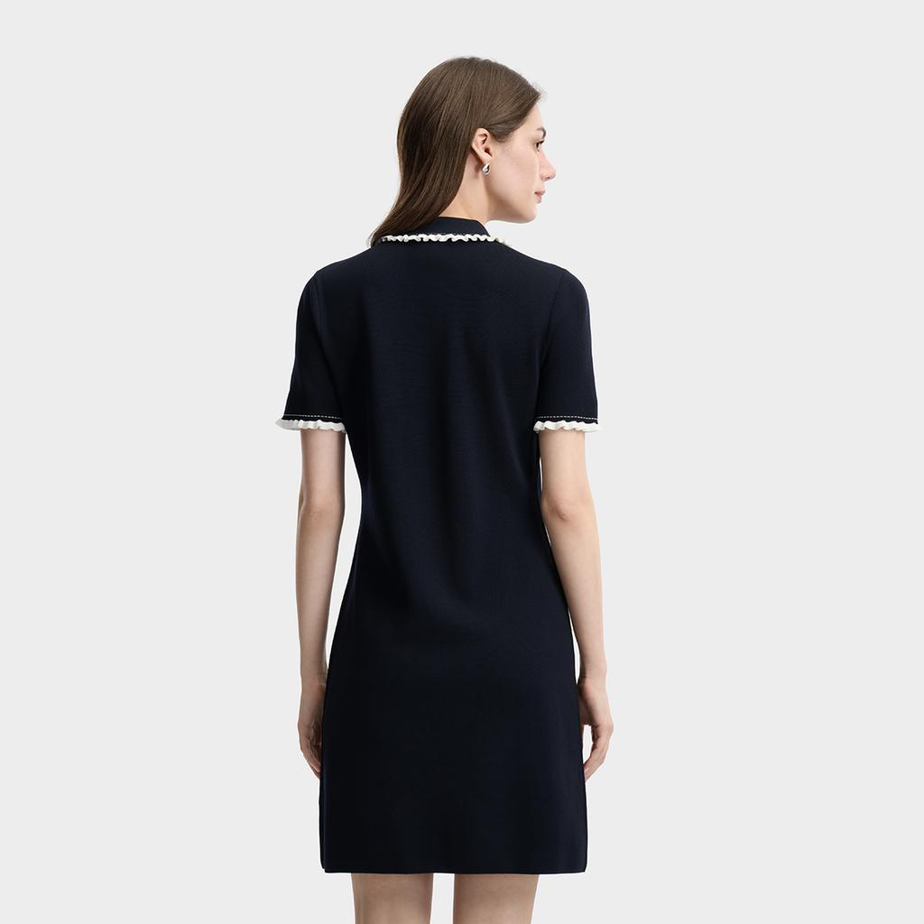 Fila Tennis Lace Woven Classic Simple Retro Sports Fashion Casual Elegant Relaxed Versatile Comfortable Polo Collar Short Sleeve Dress A11W623335FNV