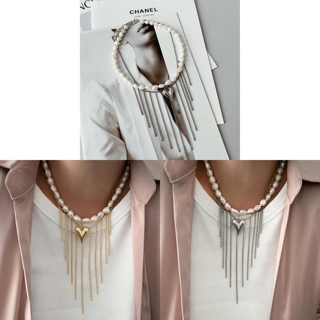 Unique Heart Shape Chain Necklace For Women With Zinc Alloy Material And Fall Trend