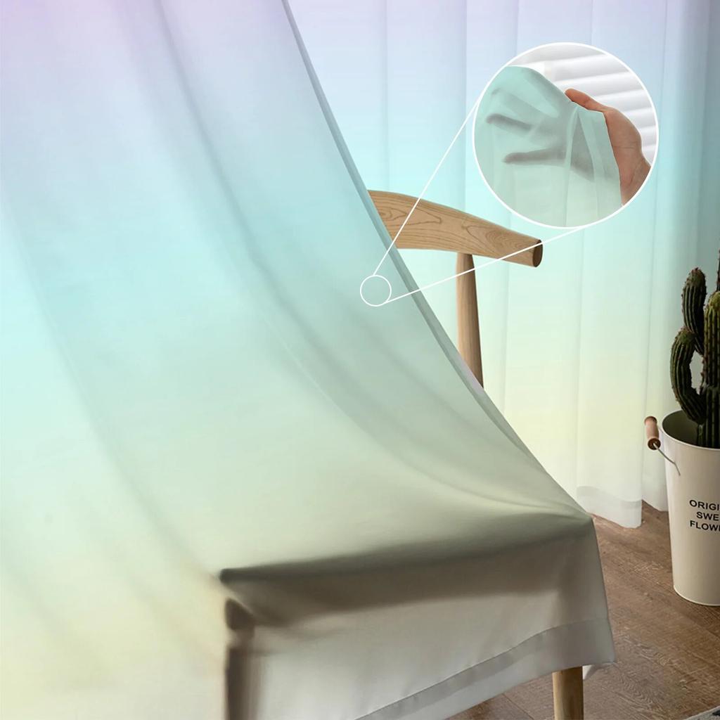 Różowo-żółte gradientowe tiulowe zasłony do salonu sypialni nowoczesne szyfonowe przezroczyste zasłony kuchenne