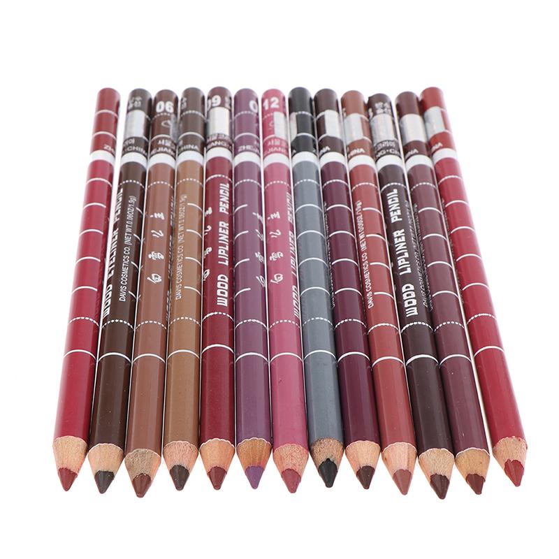 1Pcs Professional Wood Lip Liner Waterproof Lady Long Lasting Lip Liner Pencil