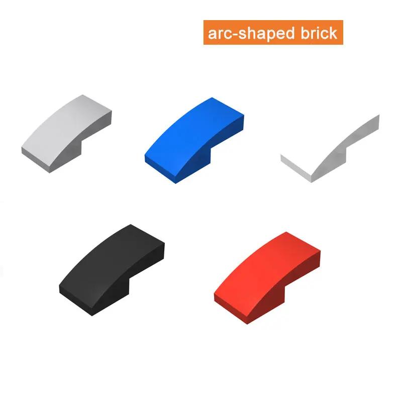 Professional Fishing 100Pcs 1X2 Moc Arc-Shaped Brick Diy Classic Education Slope Building Blocks Compatible With Assembles Particles Toys 11477