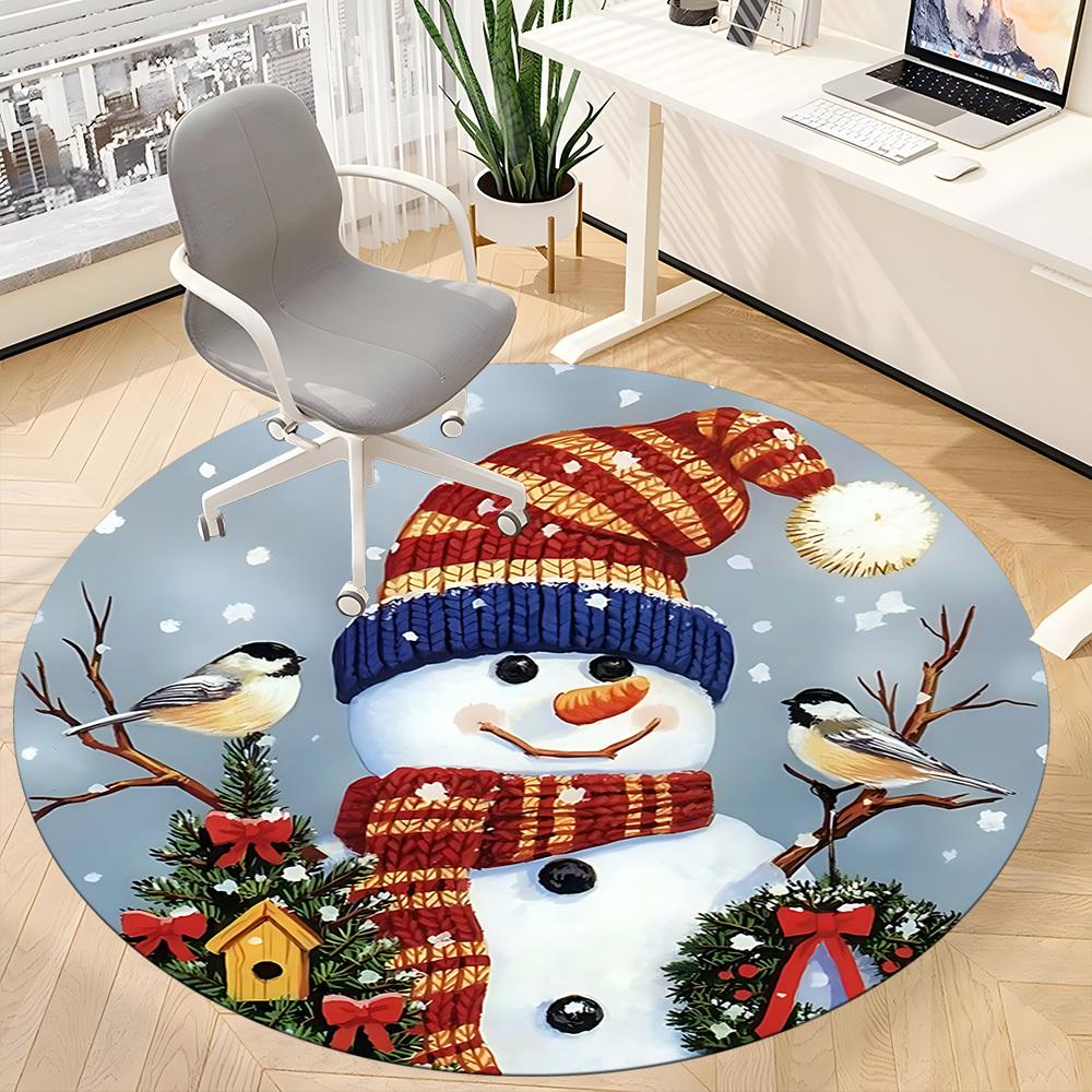 1pc Snowman Christmas Chair Carpet for Office, Soft, Non Slip Polyester Mat, Office, Entryway, Living Room, Bedroom