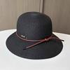 New casual simple big-brimmed straw hat, leather rope strap, beach hat, summer women's seaside UV protection sun hat