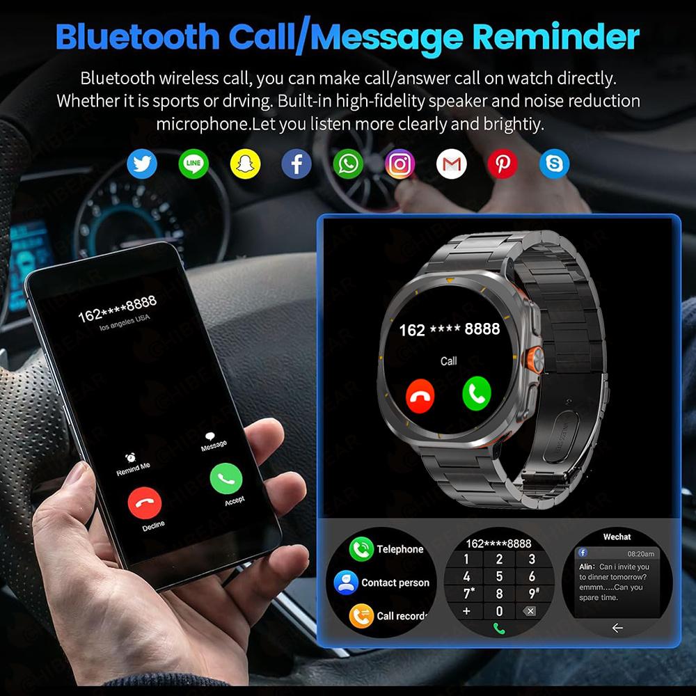 2025 New Smartwatch Watch 7 Man Woman Sports Outdoor Compass Bluetooth Call 32GB NFC Heart Rate Weather For Samsung Smartwatch