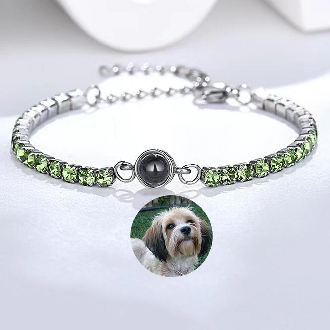 

Titanium steel does not fade in 100 languages I love you projection bracelet round row diamond chain custom color photo gift зелёный