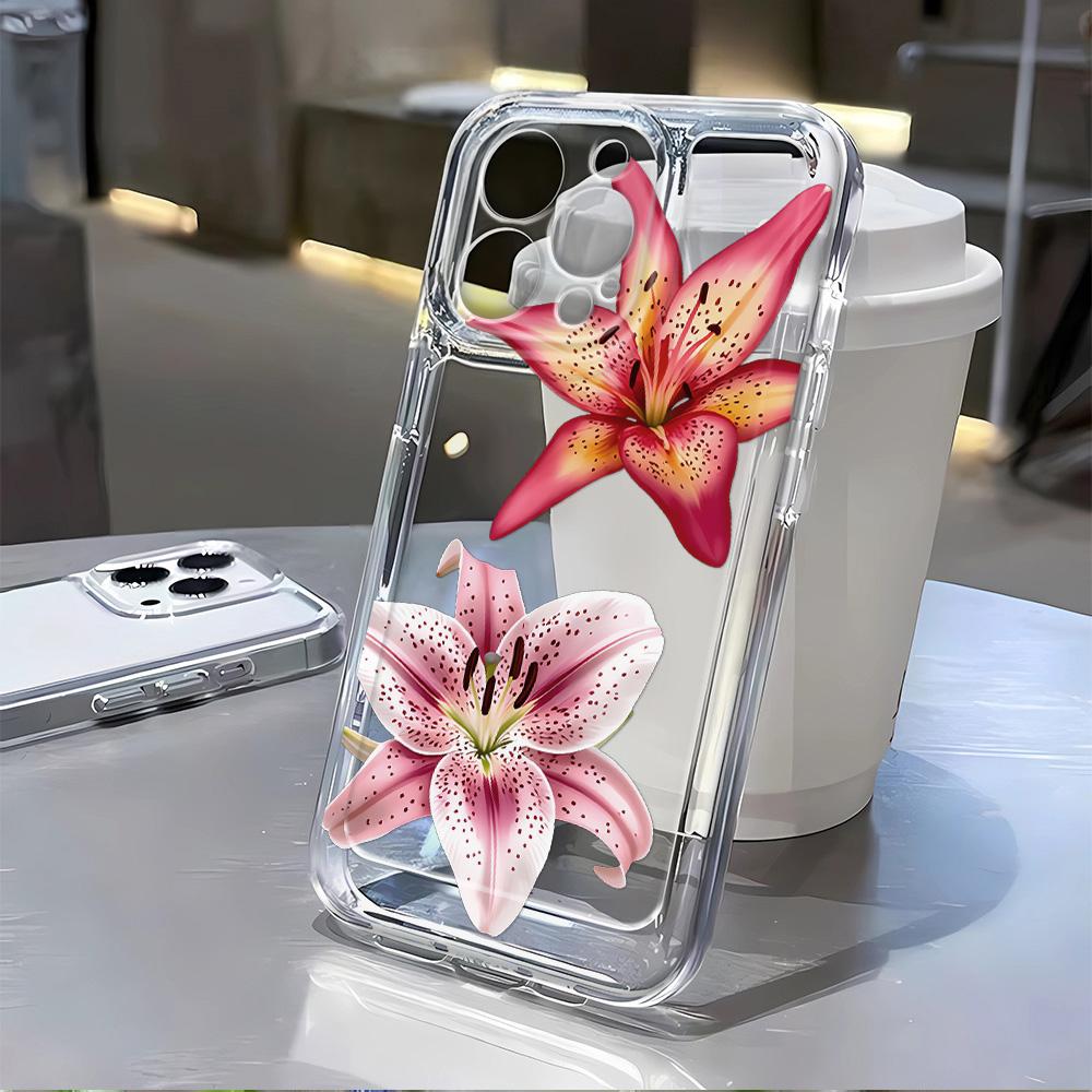 Blue Sakura Floral Print Transparent Phone Case For Samsung A56 5G A36 S26 S25Ultra S24 S23 S22 Case A55 A54 A35 A17 A16 A15 A26