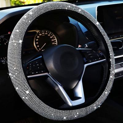 Cubierta para Volante de Coche 37/38cm Universal Brillante Diamantes de Imitación Elasticidad Accesorios Interiores para Coche Para Cuatro Estaciones