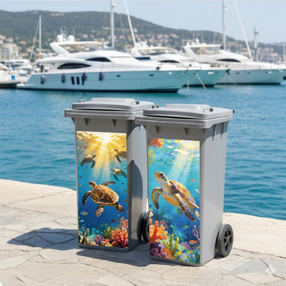 PVC Stickers Self-adhesive Decorative Stickers Decals for Trash Decoration Turtle 820x380mm