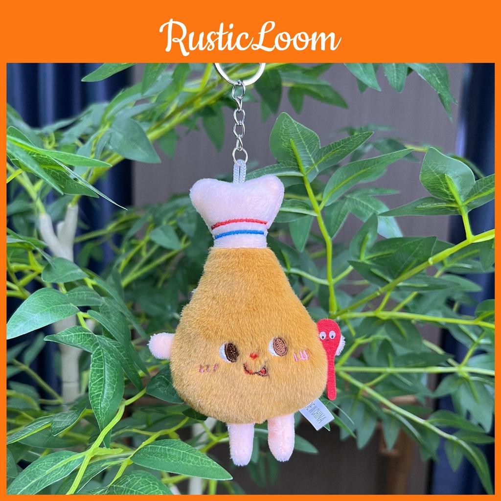 French Cartoon Cute Fries Hamburger And Hot Dog Plush Keychains Figures Mini