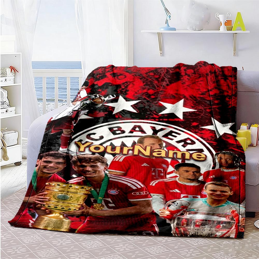 Bayern Munich Personalized Text Blanket Multi-purpose Personalized Blanket Durable Comfort Great for Office Chair Seaside Office Couch