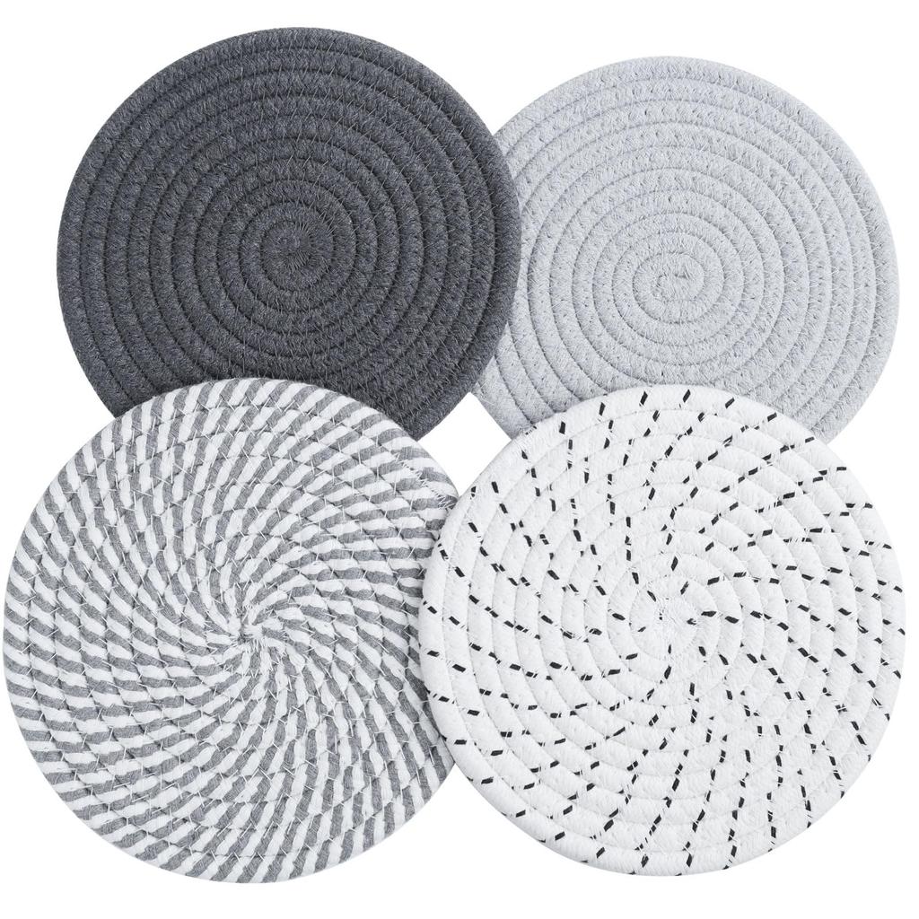 Set of 4 Round Coaster Pot Placemats and Pot Coaster  Pot Holder Placemats for Kitchen Pots Pans and Plates