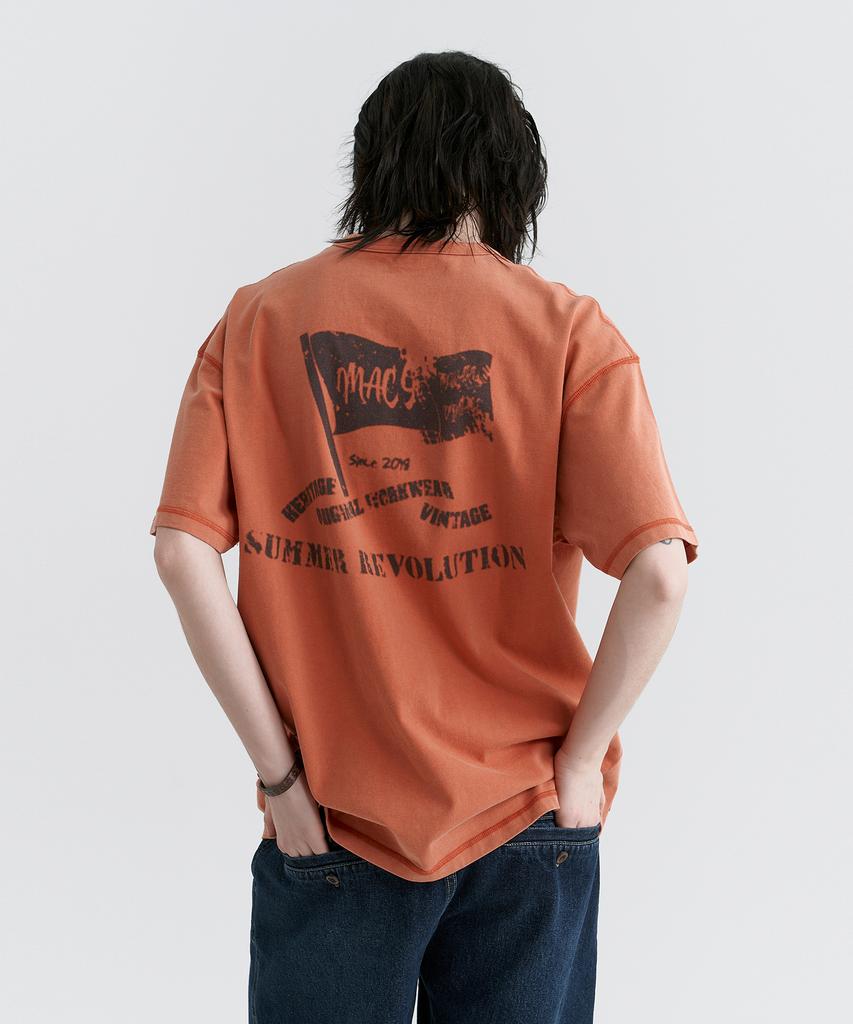 MAGOODGAN Swagver 3590 Pigment Revolution Oversized Orange Short Sleeve Tee