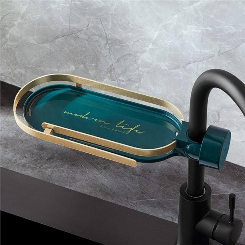 

Faucet Storage Rack Kitchen Bathroom Sink Sponge Cloth Drain Rack Storage Rack Dish Drying зелёный