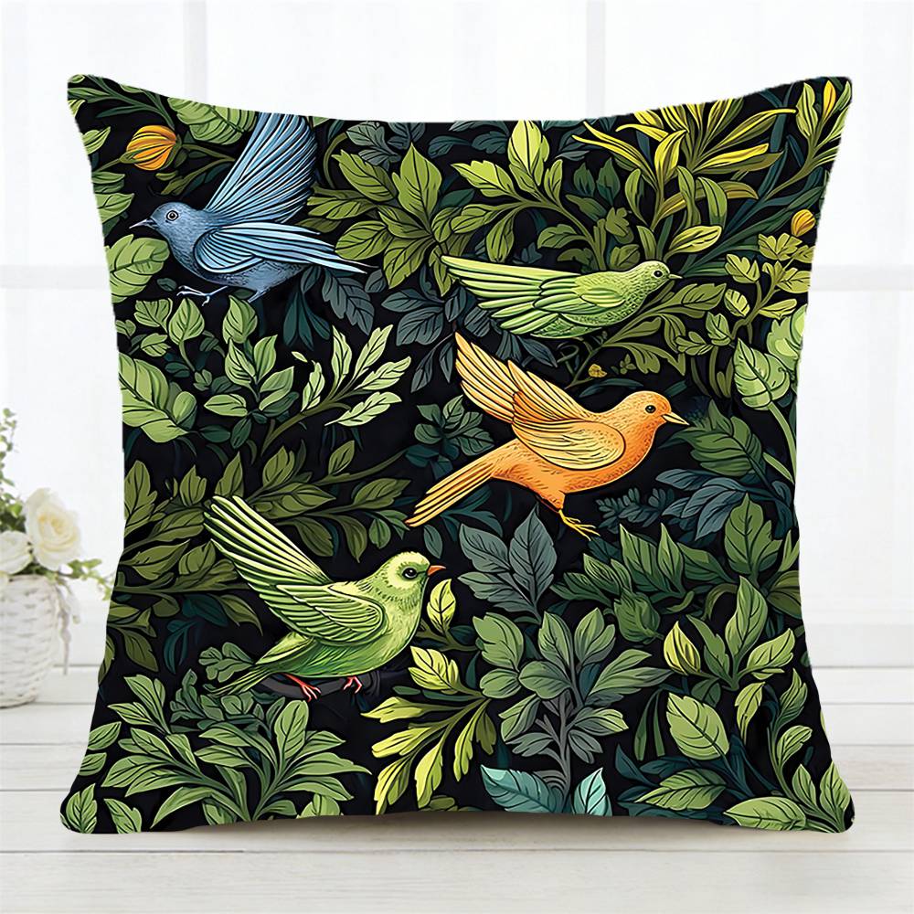 Dark Green Floral Pillow Case Fashion Square Pillowcase Bedroom Sofa Room Ins Decoration Leisure
