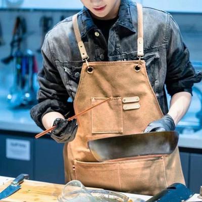 Kochschürze mit mehreren Taschen, bequemer praktischer Metallhaken für das Restaurant