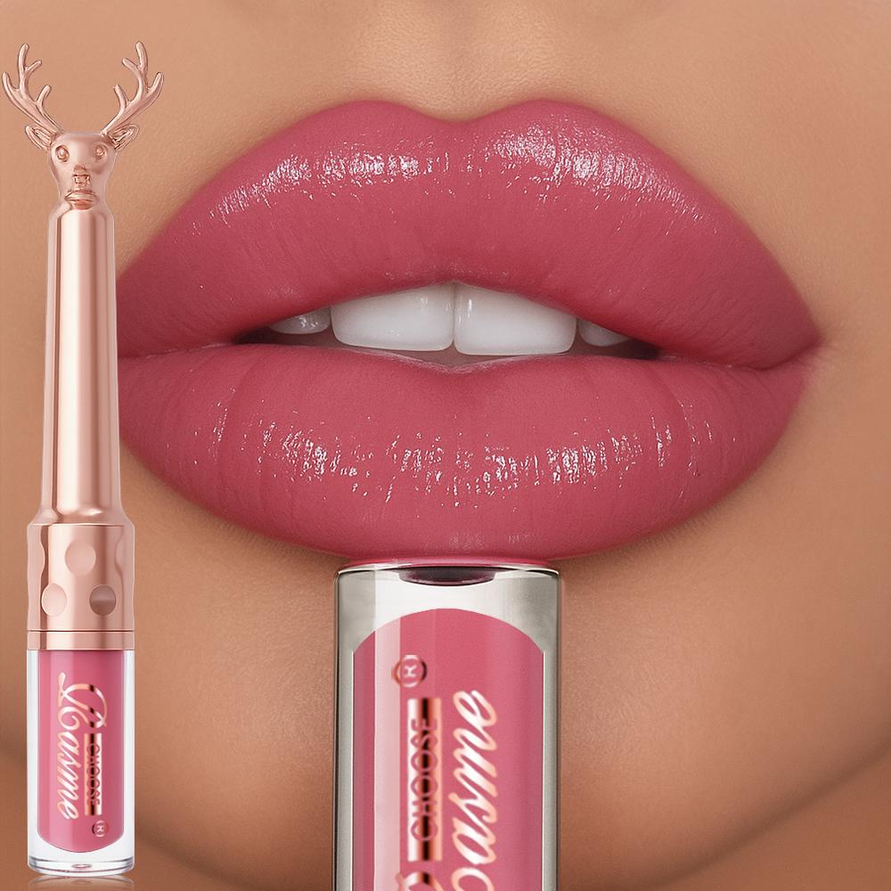 Moisturizing Cream Lip Gloss Autumn/Winter Moisturizing Liquid Lipstick Long Lasting Non Greasy Lip Makeup Christmas Brown