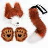 Simulated Wolf Mask Tail Paw Cosplay Costume Animal Wolf Tail Ears Paw Sets Accessories Halloween Party Costumes