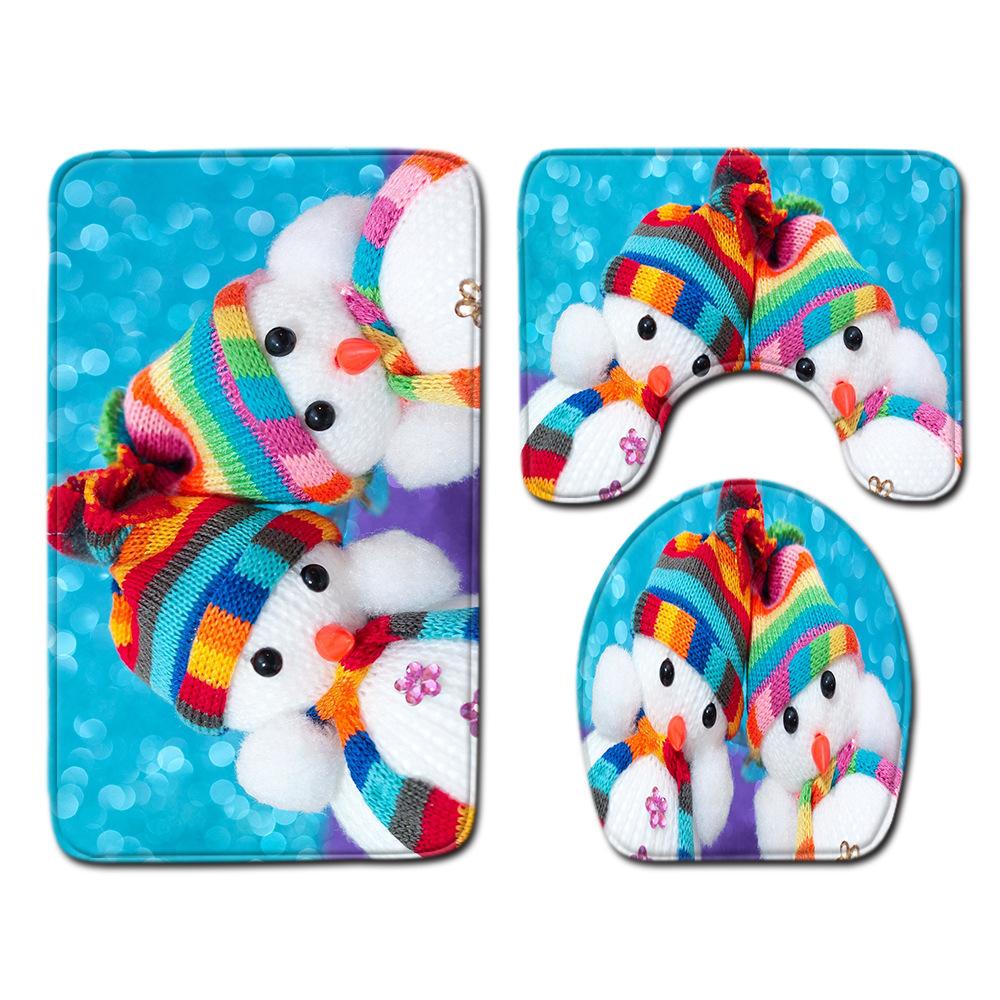 

Рождественский коврик для ванной, туалетный трехпредметный набор 45cmx75cm