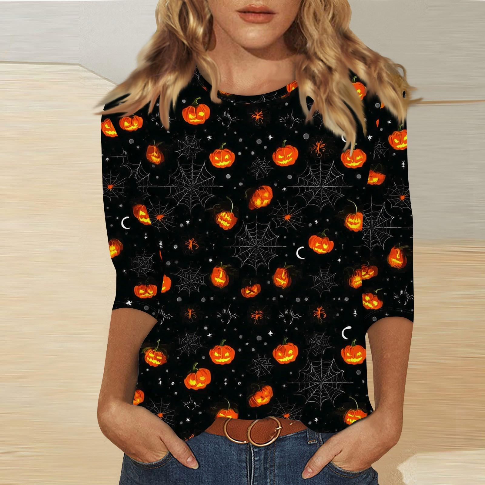 

Женская модная повседневная футболка с круглым вырезом и принтом 3/4 M оранжевый