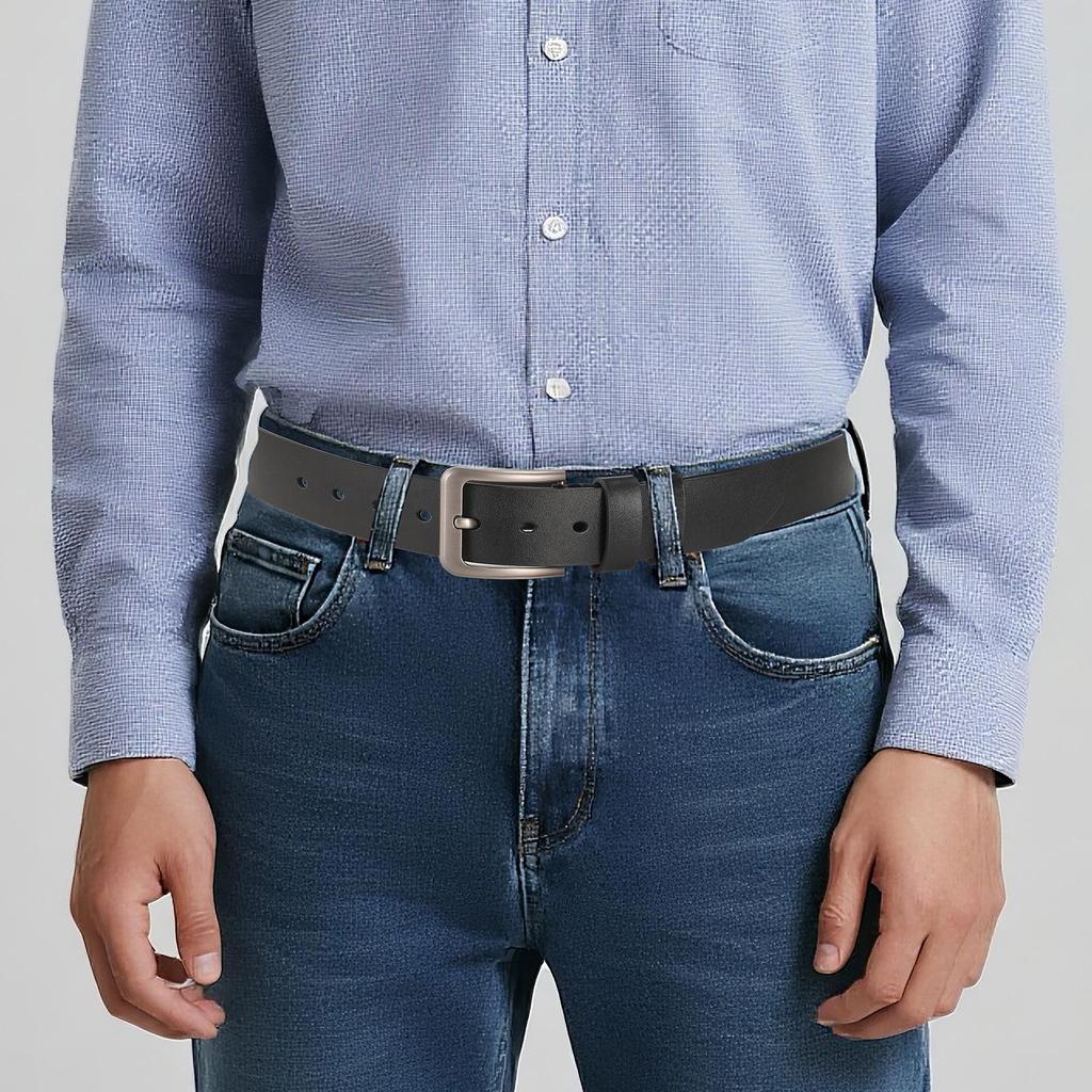 Men's Vintage Cowhide Decorative Business Belt - Versatile and Stylish for Fashionable Denim Pants