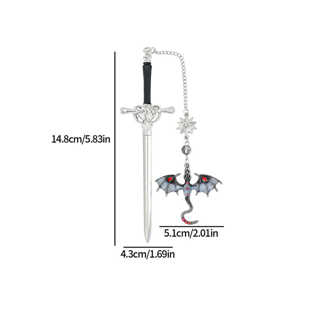 Fantasy Dragon Sword Bookmarks Gothic Reading Accessories Bag Pendant for Dragon Lovers Readers