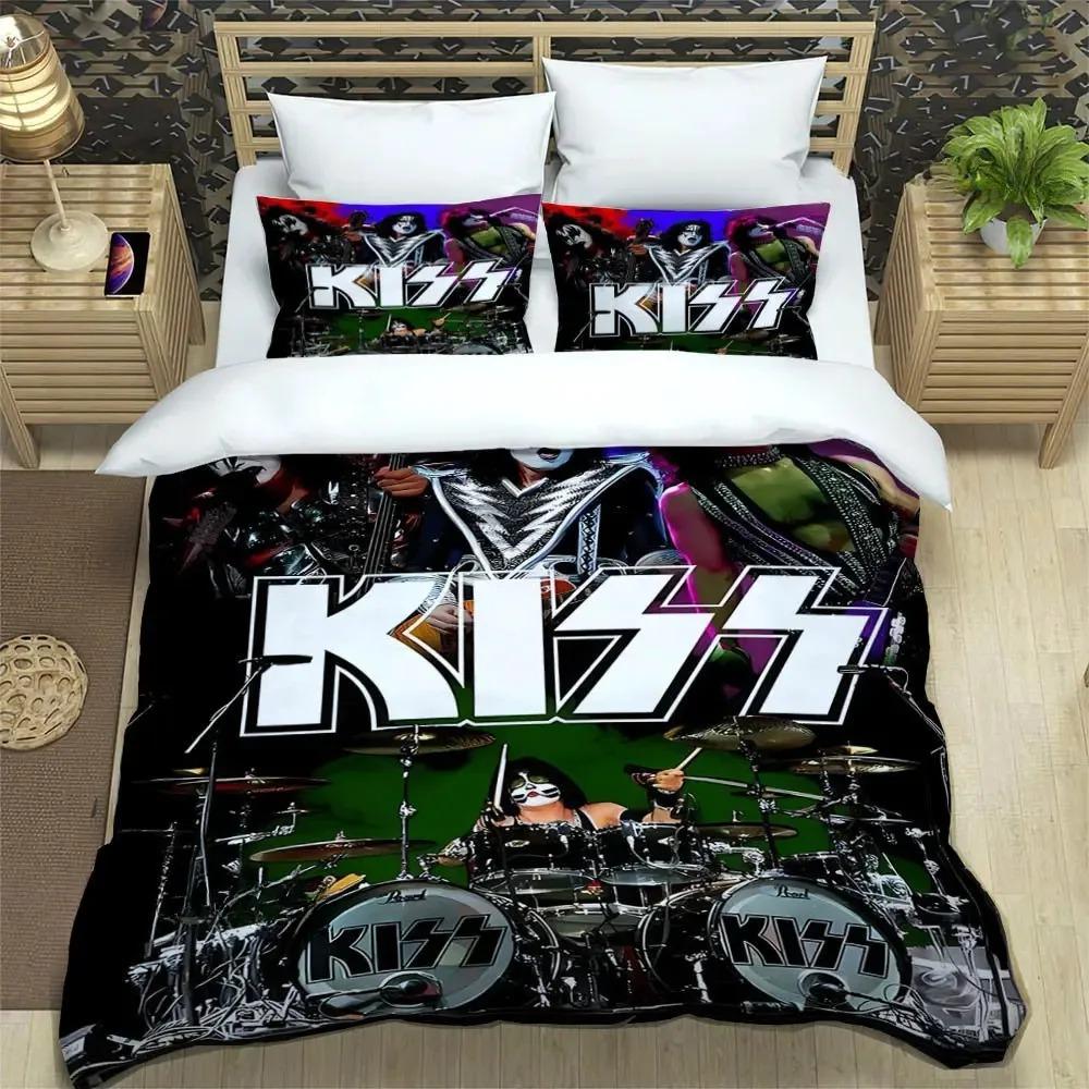 

Kiss Band Duvet Cover 3D Print Kiss Band Rock Bedding Set All Season Comforter Quilt Cover And Pillowcases Single Double Queen US King(264*228cm)3pcs