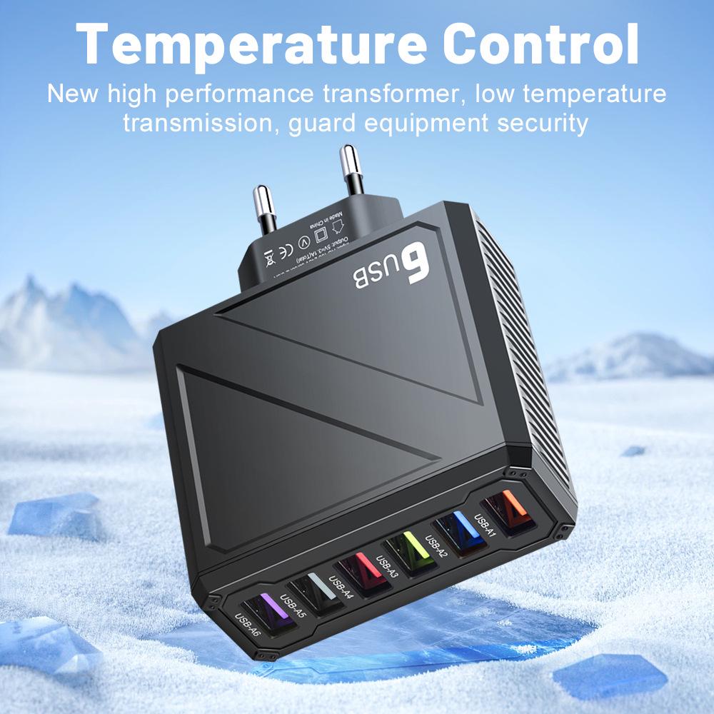 3.1A 6-Port USB Charger with EU/US/UK/KR Plugs for Mobile Devices