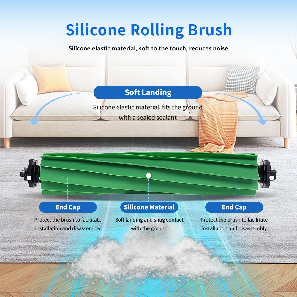 Main Brush Replacement For iRobot Roomba Plus 405 Combo/Plus 505 Combo/Roomba 205 Robot Vacuum Cleaner Rubber Rolling Brush Part