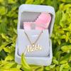 Personalized 18K Gold Plated Stainless Steel Name Necklace with Engraving and Box Chain