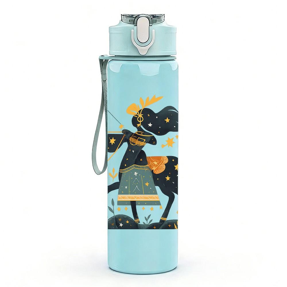 1PC Archer Lady Illustration 750ml Color Plastic Sports Water Bottle Leakproof Flip Straw Lid Suitable for Sports Office Home Use