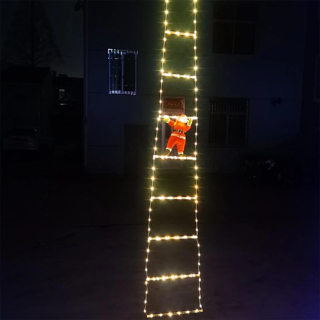 3M Weihnachtsmann Kletterleiter Warmes Licht Weihnachtsdekoration Zuhause Außen Garten Weihnachtsbaum Ornament Neujahrsgeschenk