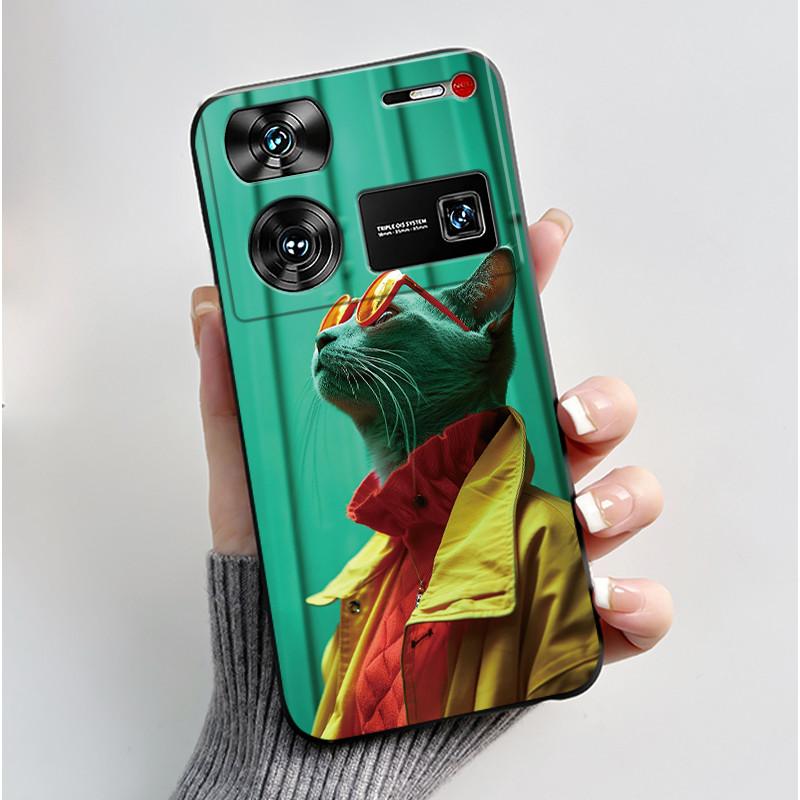 Cute Case For ZTE Nubia Z60 Ultra 5G Capa Fundas Printing Shells Protective Back Cover Soft Silicone Cartoon Black Casing Coque