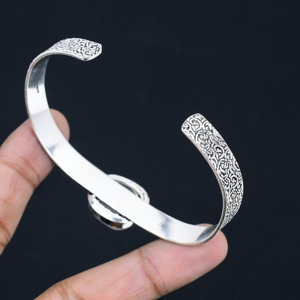 925 Sterling Silver Crown Chakra Natural Rainbow Moonstone New Bangle Bracelet