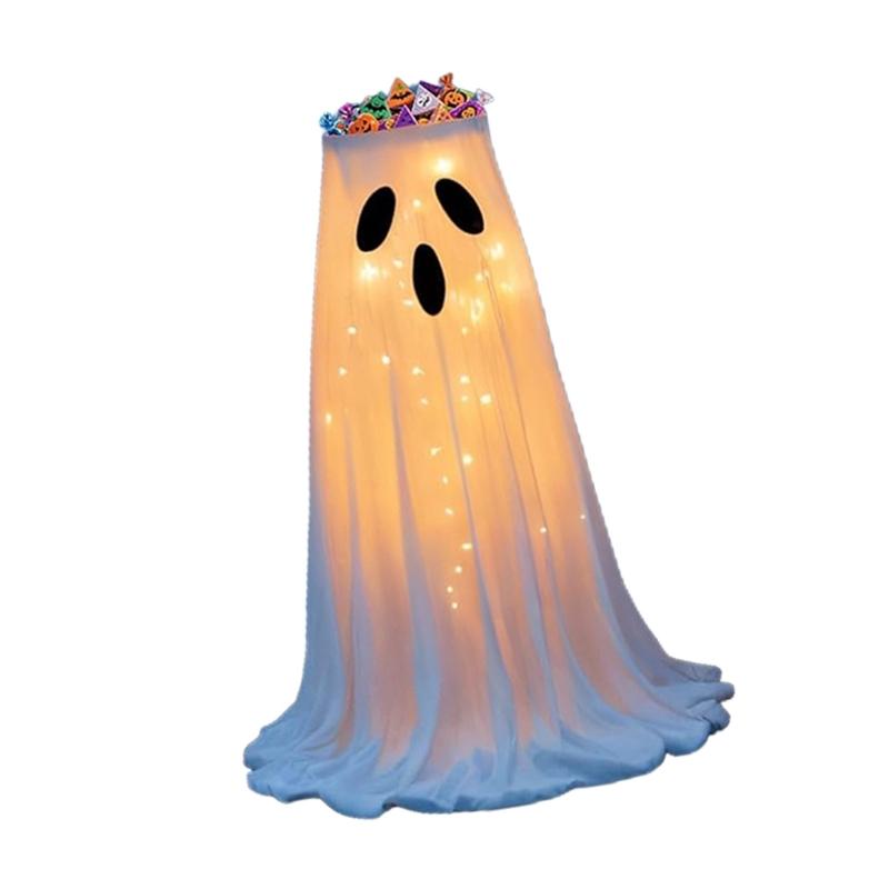 Halloween Decorations - Halloween Specter Candy Bowl Stand Decoration with LED Lights - Enchanting Specter Candy Holder for Front Door Porch Outdoor
