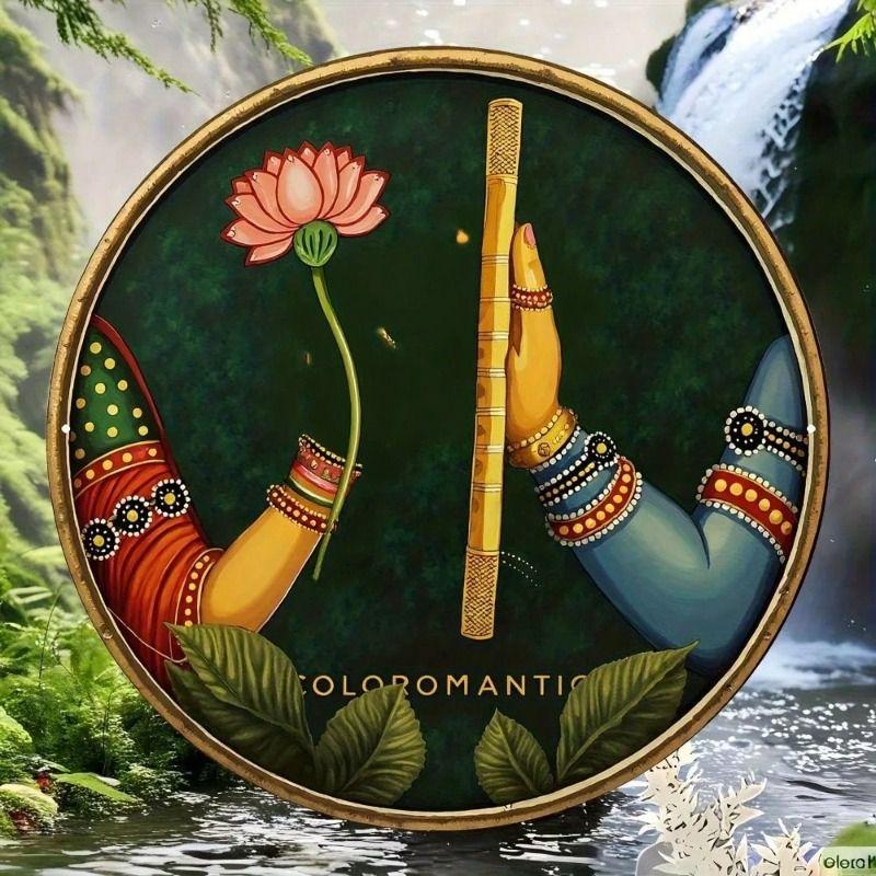 

Metal Poster Krishna Radha Indian Art for Living Room Wall Decor