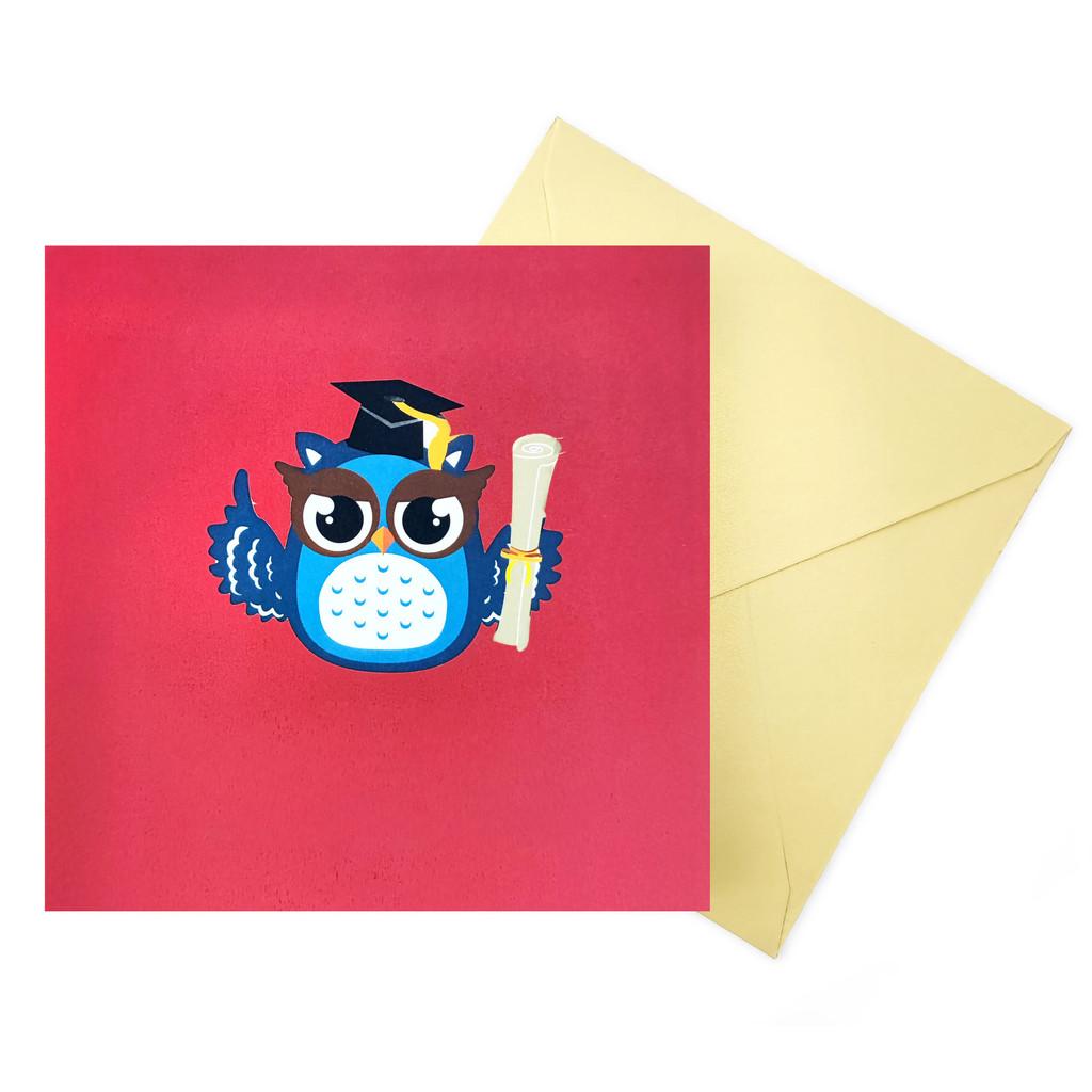 Owl Doctor 3d Pop Up Card Handmade Unique Graduation Gift For Friends