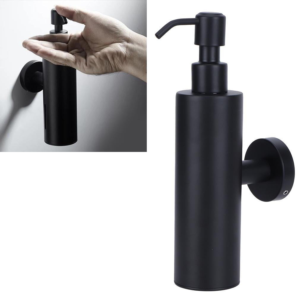 200ml Runder Seifenspender Wandmontiert Shampoo Duschgel Behälter Badezimmerzubehör Schwarz