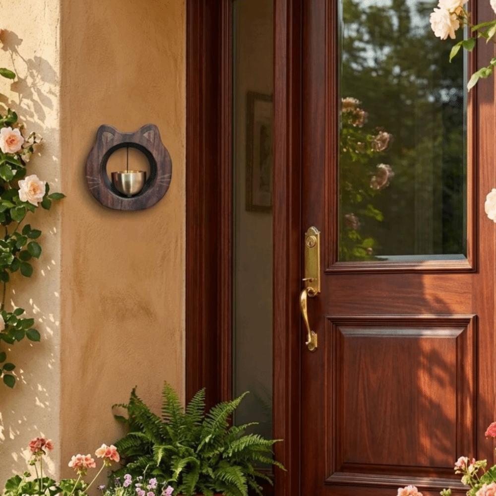 Wall Hanging Cat Wooden Doorbell Solid Wood Door-sucking Doorbell Entrance Chime Apartment