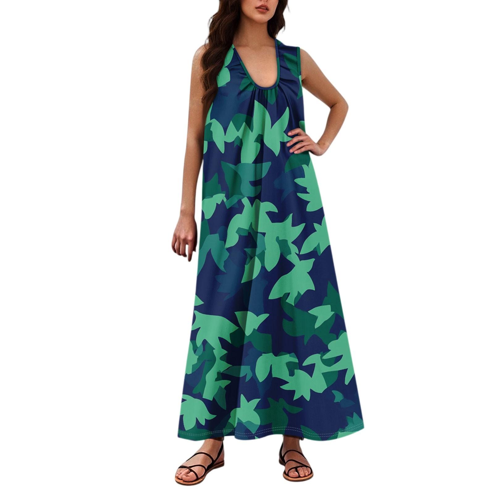 Женская Мода Повседневная А-силуэт Цветочный Принт Эффект Молотка Свободная Длинная Юбка с Карманами L