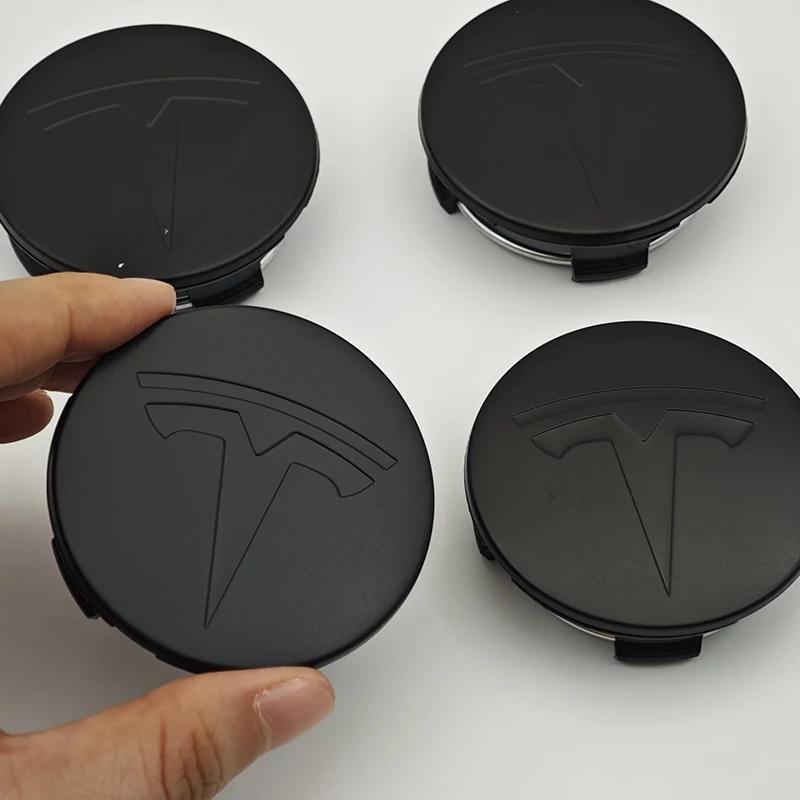 ALL1 4pcs 56mm Matte Black Car Wheel Center Caps Emblem Original Rims Hub Cover Logo For Tesla Model 3 Y X S Auto Accessories